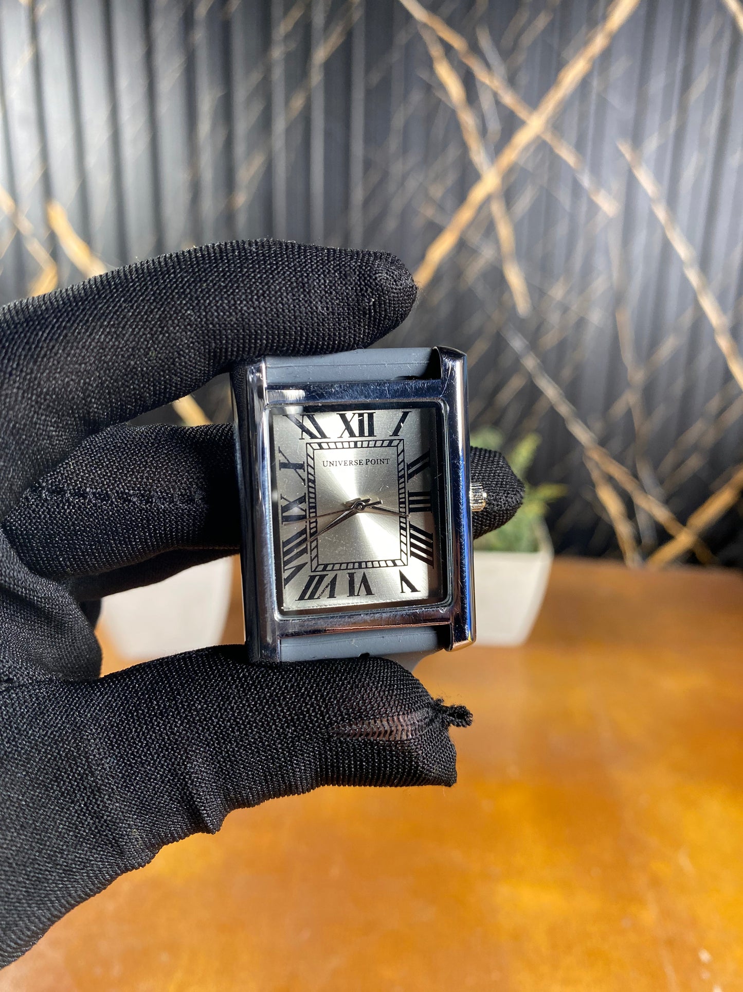 Universe Point Classic Tank Silhouette Watch – Matte Grey & Silver